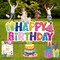 Happy Birthday Yard Sign, Colourful Happy Birthday Lawn Signs with Stakes LED Personalized Garden Birthday Board Party Favors Decor for Gift Outdoor Indoor Home Front Decorations Supplies